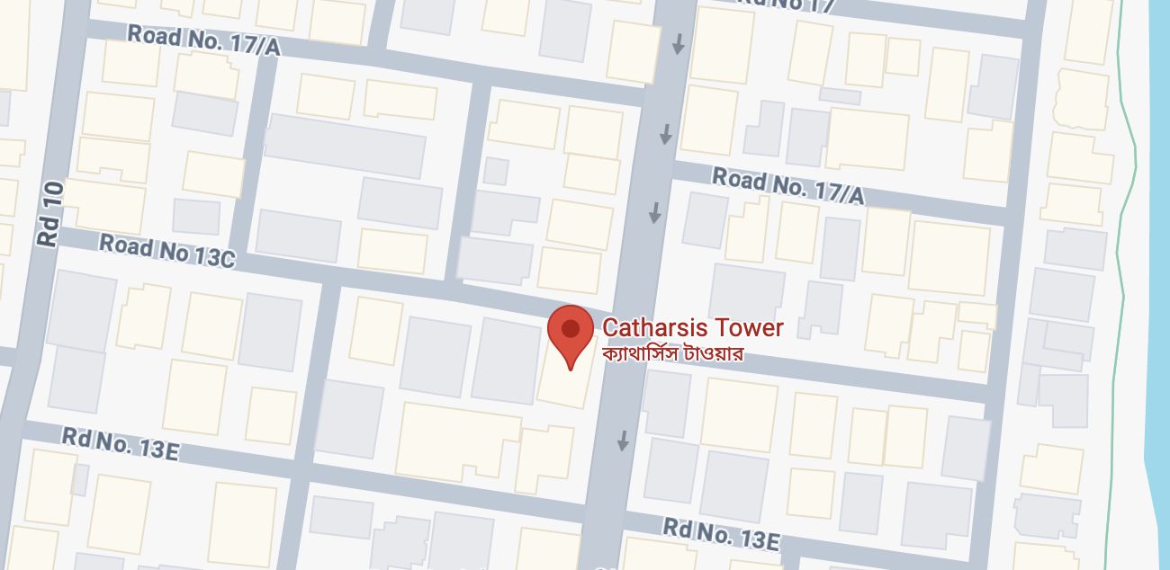 Map showing Catharsis Tower, Banani, Dhaka
